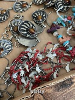 Vintage Sterling Silver, Military, Navajo, Necklaces, Earrings, Jewelry Lot
