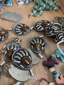 Vintage Sterling Silver, Military, Navajo, Necklaces, Earrings, Jewelry Lot
