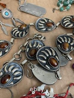 Vintage Sterling Silver, Military, Navajo, Necklaces, Earrings, Jewelry Lot