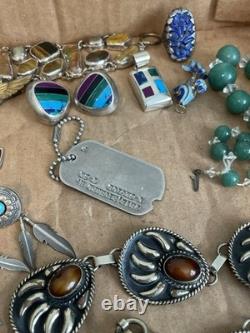 Vintage Sterling Silver, Military, Navajo, Necklaces, Earrings, Jewelry Lot