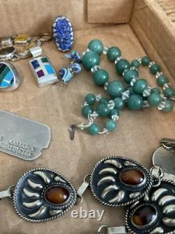 Vintage Sterling Silver, Military, Navajo, Necklaces, Earrings, Jewelry Lot