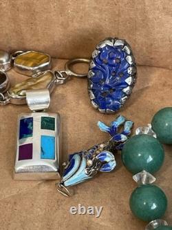 Vintage Sterling Silver, Military, Navajo, Necklaces, Earrings, Jewelry Lot