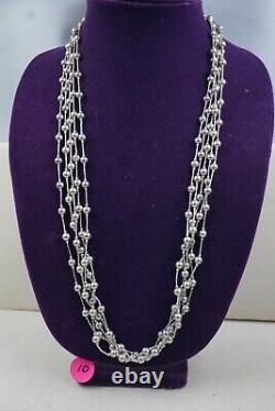 Vintage Sterling Silver Multi Strand Navajo Pearls Bead Necklace, 53,6 Gr, 29 L