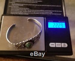 Vintage Sterling Silver NAVAJO Native American Turquoise Cuff Bracelet, Small