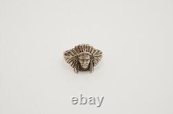 Vintage Sterling Silver Native American Chief In Headdress Ring, Size 5.5