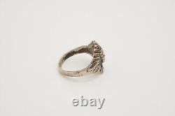 Vintage Sterling Silver Native American Chief In Headdress Ring, Size 5.5