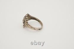 Vintage Sterling Silver Native American Chief In Headdress Ring, Size 5.5