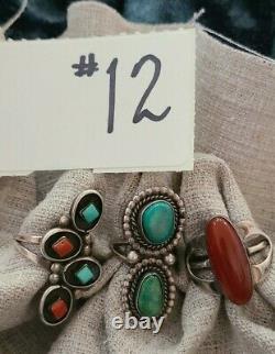 Vintage Sterling Silver Native American Rings Jewelry Lot of 3 -SJ#12