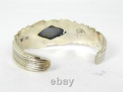 Vintage Sterling Silver Natural Amber Wilson Begay Navajo Cuff Bracelet 44g B13