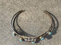 Vintage Sterling Silver Navajo C Signed Turquoise withRose cuff bracelet-2388.23