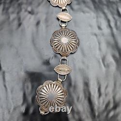Vintage Sterling Silver Navajo Concho Belt Necklace 26 74.4g