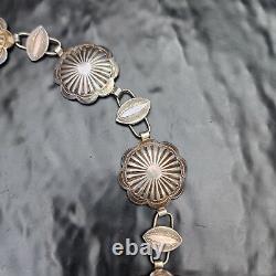 Vintage Sterling Silver Navajo Concho Belt Necklace 26 74.4g