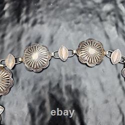 Vintage Sterling Silver Navajo Concho Belt Necklace 26 74.4g