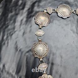 Vintage Sterling Silver Navajo Concho Belt Necklace 26 74.4g