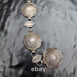 Vintage Sterling Silver Navajo Concho Belt Necklace 26 74.4g