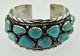 Vintage Sterling Silver Navajo Scott Skeets Signed Turquoise Cuff Bracelet
