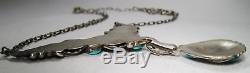 Vintage Sterling Silver Navajo Turquoise Old Pawn Necklace L452