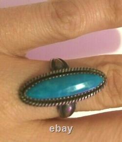 Vintage Sterling Silver Pacific Jewelry Turquoise Native American Ring Size 7