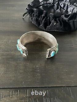 Vintage Sterling Silver R Benally Navajo Native American Cuff Bracelet