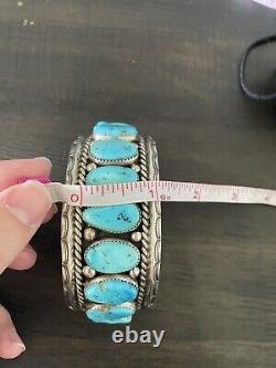 Vintage Sterling Silver R Benally Navajo Native American Cuff Bracelet