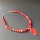 Vintage Sterling Silver & Red Coral Bead Necklace Native American Style Jewelry