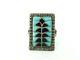 Vintage Sterling Silver Signed Zuni Natural Turquoise & Black Onyx Ring 5g B49