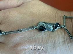 Vintage Sterling Silver Slave Onyx Bracelet, Ring Size 7.5, Bracelet 6.75