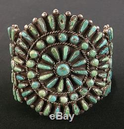 Vintage Sterling Silver Turquoise Cluster Bracelet Dead Pawn