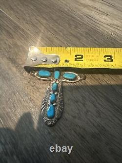 Vintage Sterling Silver Turquoise Cross Zuni Signed by Phillip Iule