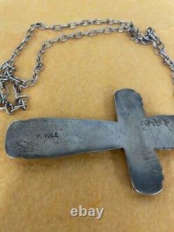 Vintage Sterling Silver Turquoise Cross Zuni Signed by Phillip Iule 50 Grams