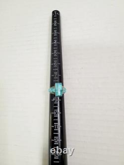 Vintage Sterling Silver Turquoise Inlay Ring Native American Size 8