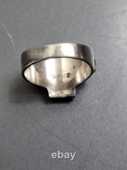 Vintage Sterling Silver Turquoise Inlay Ring Native American Size 8