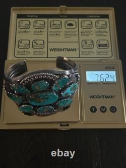 Vintage Sterling Silver Turquoise Large Cuff Bracelet
