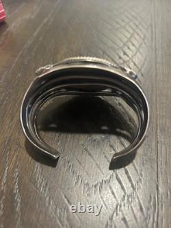 Vintage Sterling Silver Turquoise Large Cuff Bracelet