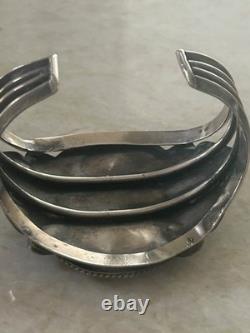 Vintage Sterling Silver Turquoise Large Cuff Bracelet