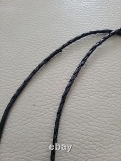 Vintage Sterling Silver, Turquoise Leather Cord Bolo Tie Mexico 925