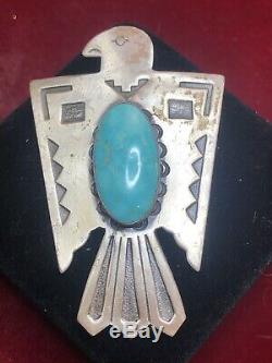 Vintage Sterling Silver Turquoise Native American Bolo Ties Signed Bell 1960's