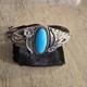 Vintage Sterling Silver & Turquoise Native American Cuff Bracelet