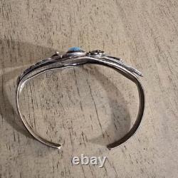 Vintage Sterling Silver & Turquoise Native American Cuff Bracelet