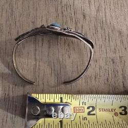 Vintage Sterling Silver & Turquoise Native American Cuff Bracelet