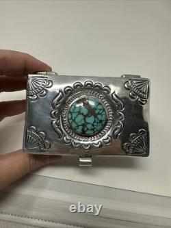 Vintage Sterling Silver Turquoise Navajo Southwestern P. Yellowhorse Trinket Box