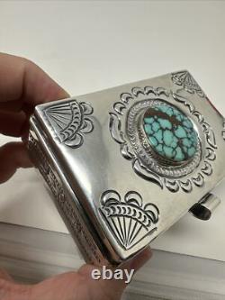 Vintage Sterling Silver Turquoise Navajo Southwestern P. Yellowhorse Trinket Box