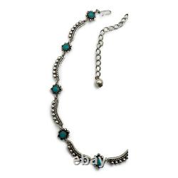 Vintage Sterling Silver Turquoise Petit Point Necklace Native American Unsigned