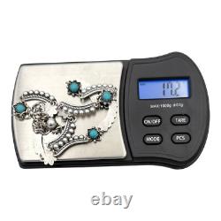 Vintage Sterling Silver Turquoise Petit Point Necklace Native American Unsigned