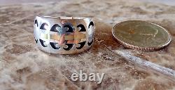 Vintage Sterling Silver White Shell Inlay Ring Size 10.5 Native American Jewelry
