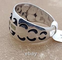 Vintage Sterling Silver White Shell Inlay Ring Size 10.5 Native American Jewelry