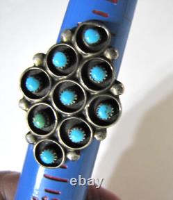 Vintage Sterling Silver Zuni Snake Eye Turquoise Cluster Ring 8.5