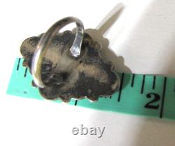 Vintage Sterling Silver Zuni Snake Eye Turquoise Cluster Ring 8.5