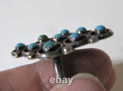 Vintage Sterling Silver Zuni Snake Eye Turquoise Cluster Ring 8.5