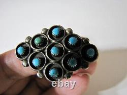 Vintage Sterling Silver Zuni Snake Eye Turquoise Cluster Ring 8.5